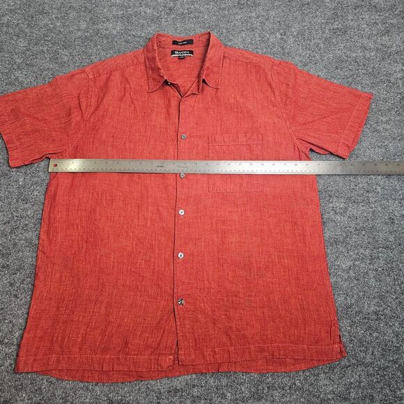 Brandini Shirt Mens Large Orange Linen Camp Short Sleeves Casual - Picture 5 of 8